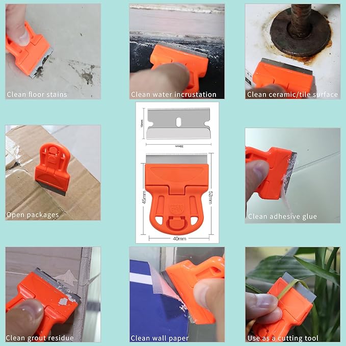 V Shape Grout Cleaner Brush Scraper, Stiff Bristle Grout Cleaning Brushes for Tile Floor, Handheld Grout Scrub Brush Set for Shower, Bathroom, Kitchen, Household, Easy Reach to Narrow Nooks and Cranny
