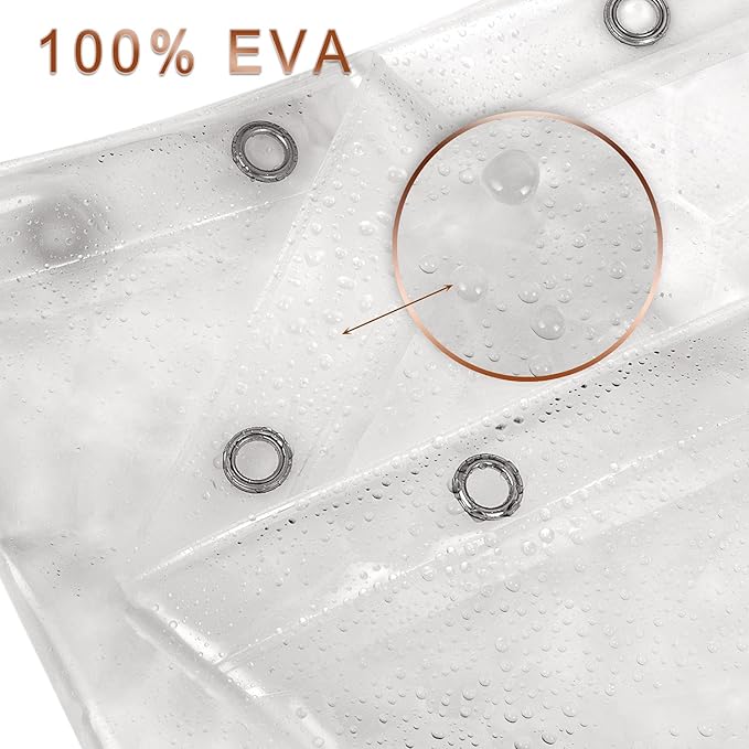 Shower Curtain Liner 8G EVA Thick Shower Curtain with Heavy Duty 3 Bottom Magnets, Shower Liner for Shower Stall, Bathtubs, 3D Pebble Pattern