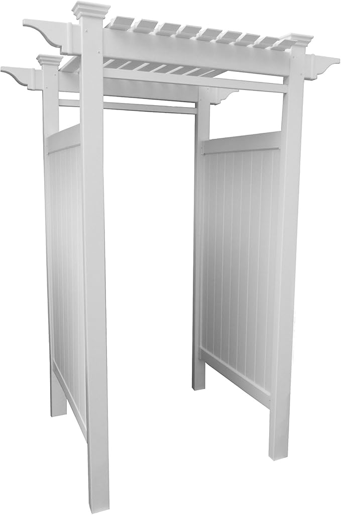 7.4ft H x 5.1ft W x 3.9ft L (1 Enclosure) Zippity Oceanside Outside Shower Enclosure Kit, White Vinyl Outdoors Shower Kit for Pool Shower, Outdoor Changing Room, Beach Shower, Outdoor Bathroom ZP19024