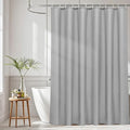 AooHome Extra Long Shower Curtain Liner, Fabric Shower Curtain with Hooks for Hotel, Water Repellent, 72 Width x 84 Height Inch, Light Grey