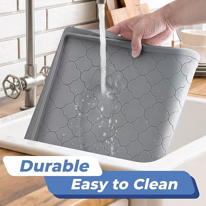 Jin&Bao Waterproof Under Sink Mat 40" x 19", Thick Silicone Mat Cabinet Protector for Kitchen and Bathroom, Shelf Liner, Home Organizer and Storage, Multipurpose Tray for Gadgets and Essentials