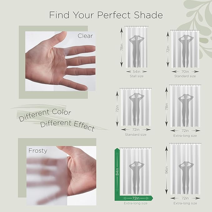 Stitch & Stone Shower Curtain Liner, Premium Medium Weight Durable Waterproof 6g PEVA for Bathroom with Weighted Magnets, Extra Long 72" x 84", Clear 1 Pack
