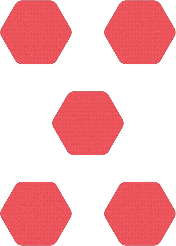 Kahuna Grip Bathtub Bath and Shower 5¼" Hexagon Non-Slip Traction Treads (Red)