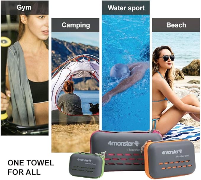 4Monster Camping Towels Super Absorbent, Fast Drying Microfiber Travel Towel, Quick Dry Ultra Soft Compact Gym Towel for Swimming Beach Hiking Yoga Travel Sports Backpack (31.50" x 15.80", Purple)