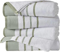 Great Bay Home Decorative Bath Towel Set - Luxury Cotton 4 Pack 54x27 Bath Towel Set - Luxurious, Ultra-Soft, Durable Towels for Bathroom Decor (Desert Sage Green/Moss Green)