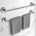 Adjustable Suction Cup Towel Bar for Bathroom Wall,14.6Inch~24 Inch Towel Racks for Bathroom,Stainless Steel Bath Towel Holder for Shower,2 Pack(Brushed Silver)