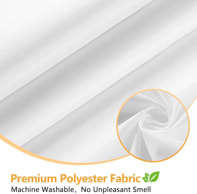 Waterproof Fabric Short Shower Curtain Liner with 3 Large Magnets, 72 x 66 inch Washable Cloth Shower Liner Neutral White, 66'' Length Bathroom Lightweight Shower Curtain