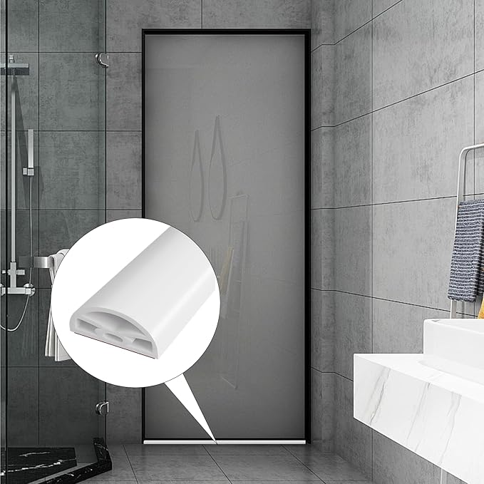78” White Shower Threshold Water Dam Stopper for Dry and Wet Separation,Self Adhesive Collapsible Walk in Shower Splash Guard Seal Strip,Silicone Sink Edge Water Barrrier for Bathroom and Kitchen