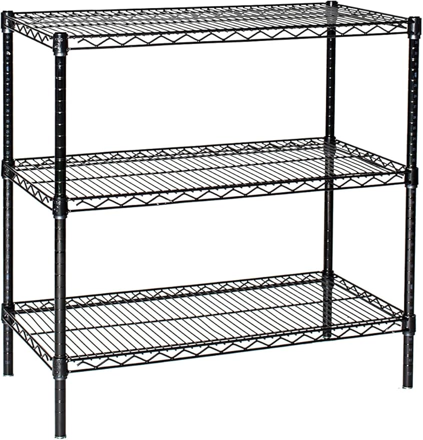 Omega 12" Deep x 48" Wide x 96" High 3 Tier Black Starter Shelving Unit