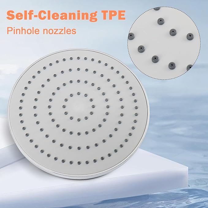 HarJue High Pressure Shower Head with 11 IN Adjustable Arm, Rainfall with Shower Arm-Make Water Flow Down Vertically for Better Bathing Experience(8 In, Chrome)