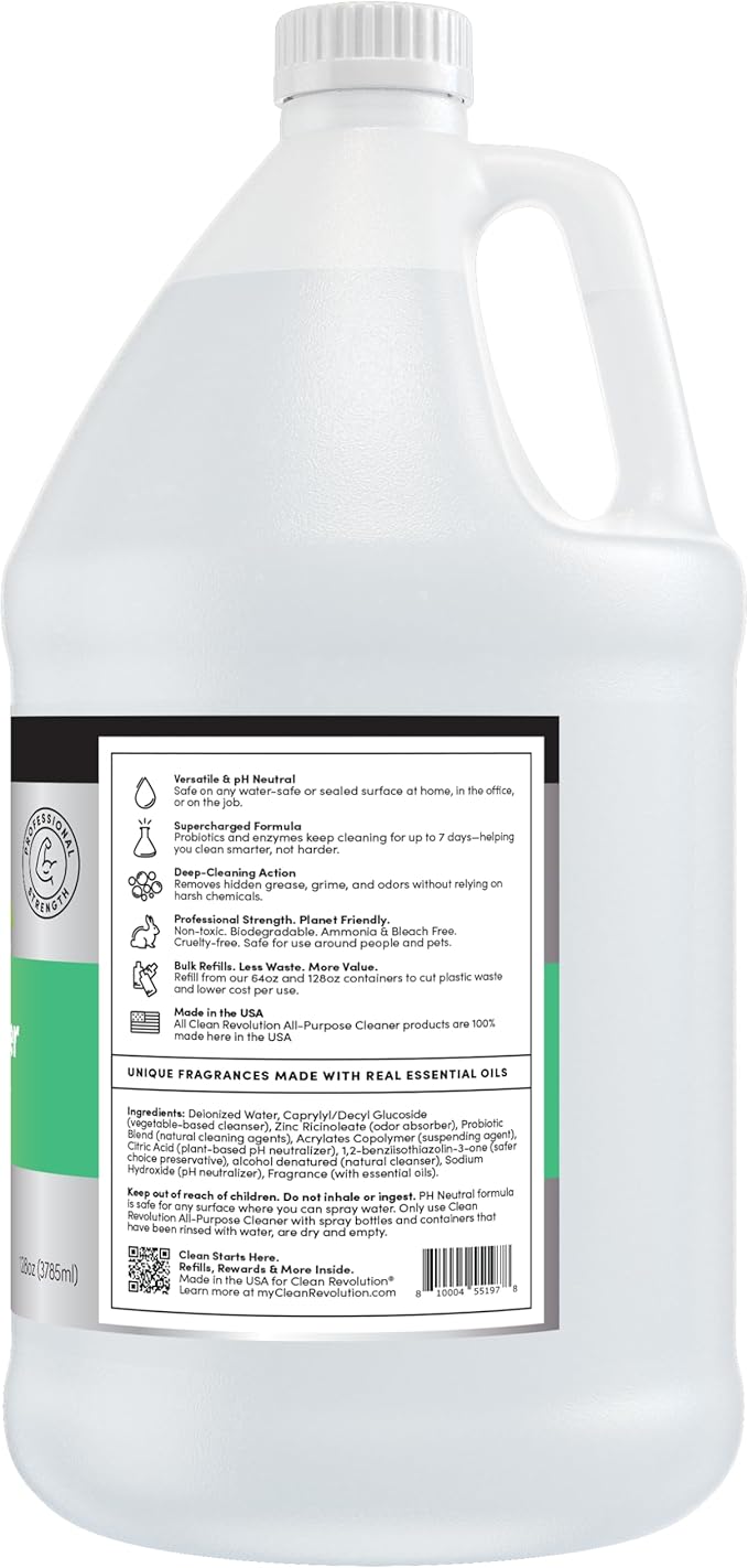 Clean Revolution SuperCharged All Purpose Cleaner, Non-Toxic, Eco-Friendly & Plant-Based, Ready to Use, Lemon & Herbs, 128 Fl Oz