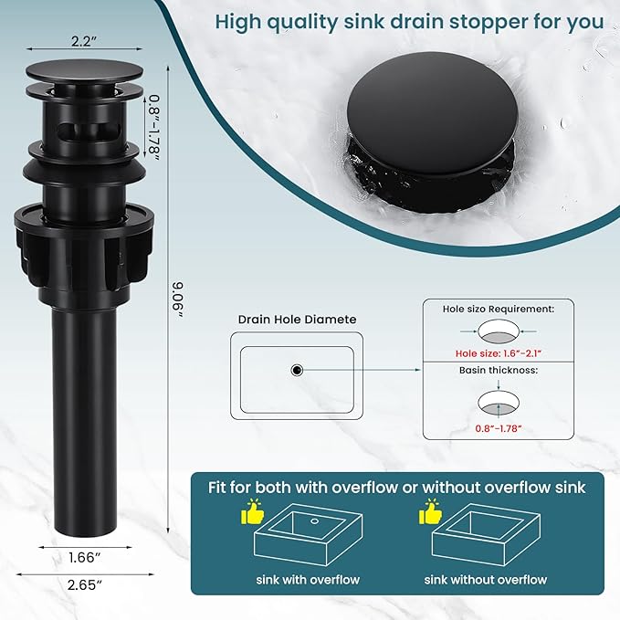 Bathroom Faucets Matte Black and Gold Waterfall Bathroom Sink Faucet Modern Single Handle Bathroom Faucet for 1 or 3 Hole Mxier Tap Washbasin Faucet with Deck, Pop-up Drain and Supply Hoses
