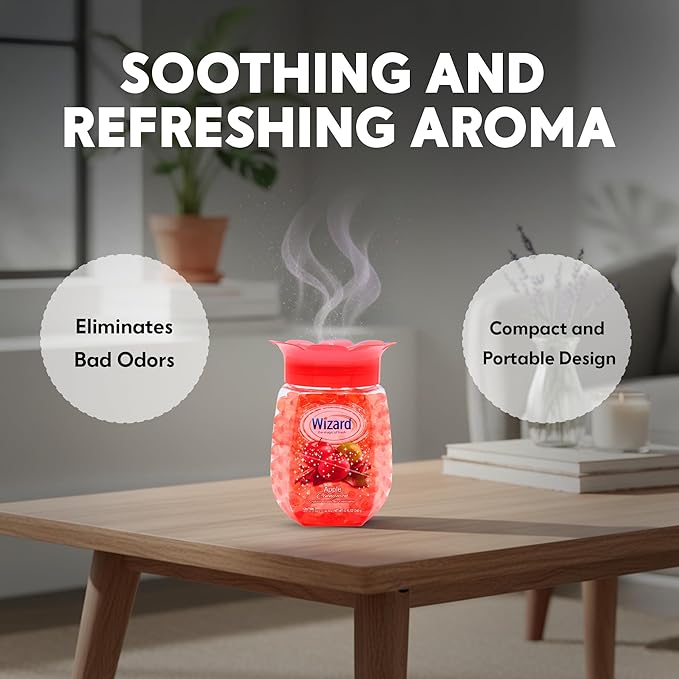 12 WIZARD Odor Eliminator Gel Beads - 12 oz, Air Freshners For Bathroom. Rooms, Per Areas and Car Freshner - Apple Cinnamon