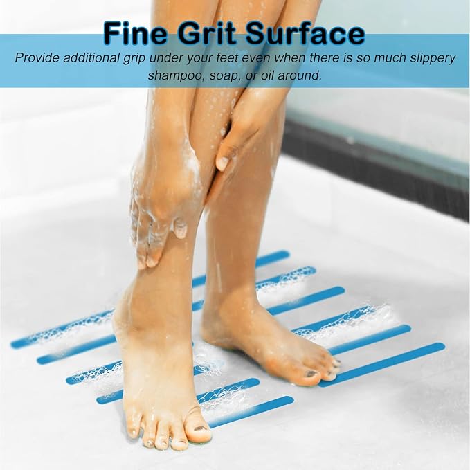 S&X Non Slip Bath Stickers,Gritty Textured Slip-Resistant Treads,0.75-Inch by 11-Inch,12 Strips Per Pack (Blue)