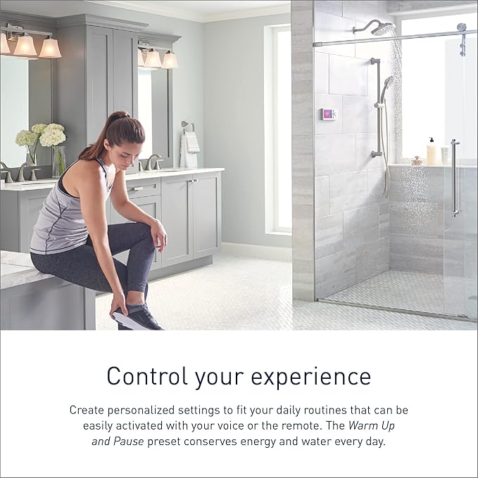 Moen Matte Black Smart Shower 4-Outlet Digital Water Controller for Thermostatic Shower Valve, TS3304BL