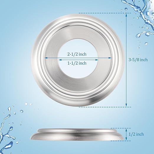 Enhon 2 Pack Metal Tub Spout Cover Ring, Bathroom Faucet Remodeling Wall Plate with Foam Gasket, 1-1/2 Inch ID and 3-5/8 Inch OD (Brushed Nickel)