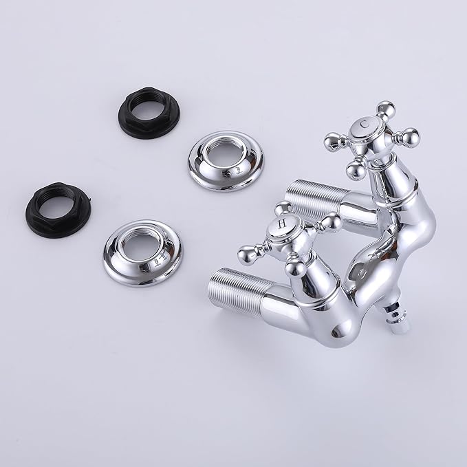 SUMERAIN Wall Mount Tub Faucet Vintage Leg Tub Filler 3-3/8 Inch Center High Flow Chrome