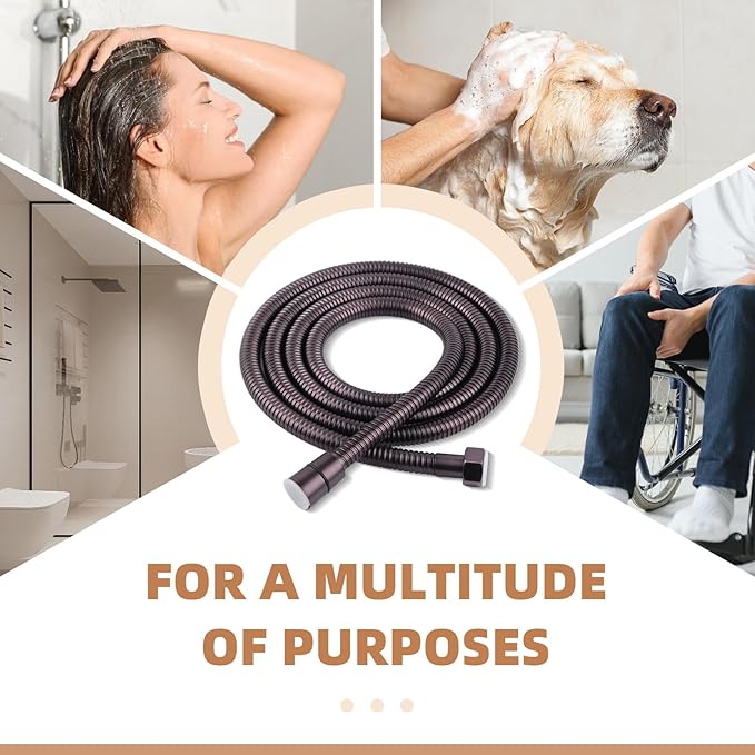 Angle Simple Handheld Shower Hose Replacement G 1/2 Thread Type, Stainless Steel Flexible Shower Head Hose Extra Long, 79 Inches, Oil Rubbed Bronze