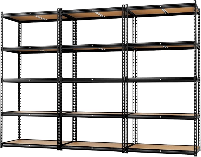 LEVELEVE 5-Tier Heavy Duty Storage Shelving Unit, 2000 lbs Capacity, Adjustable Metal Utility Shelf, 48" L x 18" W x 73" H for Garage, Kitchen, Pantry, Basement, Bathroom, Laundry,3 Pack