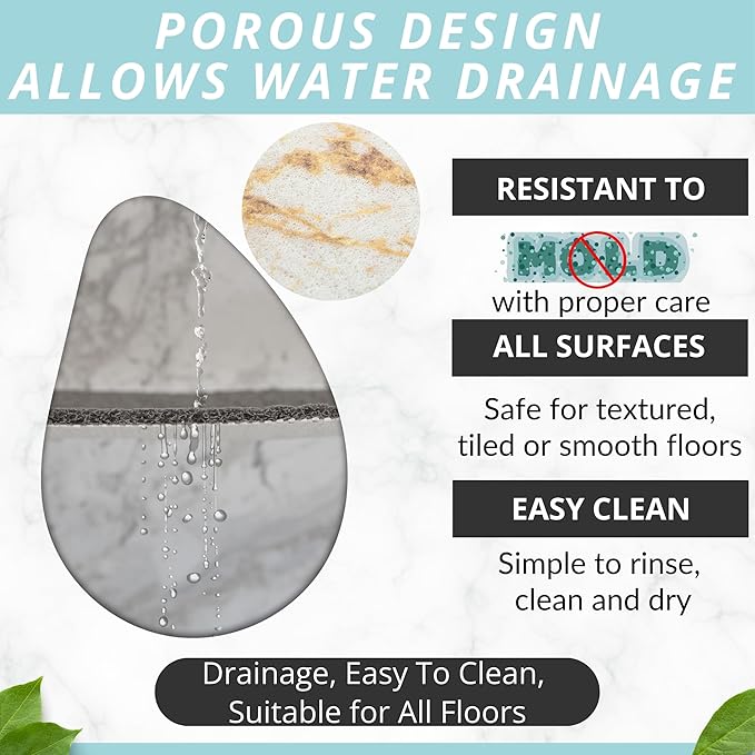 ENKOSI Loofah Non-Slip Shower and Bath Mat - Soft Cushioned Comfort - No Suction Cups for Smooth or Textured Tubs - Fast Draining - Safety for Bathroom, Family and Elderly (24x16 Marble Gold)