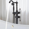 Oil Rubbed Bronze Freestanding Bathtub Faucet Sets Single Handle with 360° Swivel Spout Floor Mount Tub Filler with Handheld Sprayer, Floor Mount Bathtub Faucet, 47.2-Inch, JBTF430-ORB