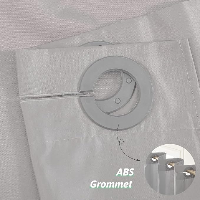 Furlinic Light Grey No Hook Small Stall Shower Curtain 48x78 Inch,Half Narrow Size Polyester Fabric Bathroom Curtains with 6 Plastic Split Grommets,Hotel Quality Waterproof Washable Bath Curtain