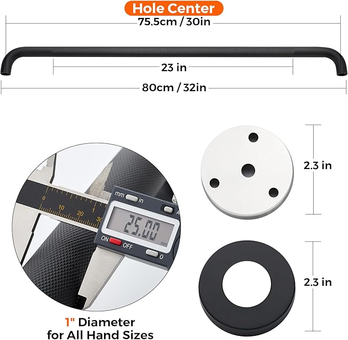 Grab Bars for Shower, 2 Pack 32-Inch Anti Slip Shower Handles for Elderly, Safety Shower Grab Bar, Stainless Steel Handicap Grab Bars for Bathroom (Black 1" Diameter)