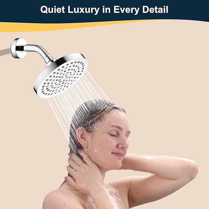BRIGHT SHOWERS Brass Shower Arm with Flange 6 Inch Wall Mounted Shower Pipe Arm Extension for Fixed Shower Head and Handheld showerhead, Chrome