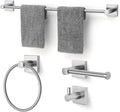 Bathroom Accessories Set Brushed Nickel Towel bar Set, 4 Piece Towel Rack Set Towel bar for Bathroom Wall Mounted Durable 24 inch Towel bar Robe Hook Towel Ring Toilet Paper Holder