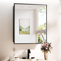 TokeShimi 26x30 Recessed Medicine Cabinet with Mirror Wall Mounted, Metal Beveled Mirror with Storage for Bathroom Vanity, Aluminum Alloy Medicine Cabinet Mirrored Black