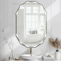 Bathroom Mirror for Wall, 24" x 36" Oval Bathroom Vanity Mirror, Beveled Edge Frameless Wall Mount Vanity Mirror, Wall Mirror Decorative, Irregular Beveled Edge