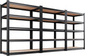 AOAORRG Set of 3 Storage Shelves, 45.6" W Garage Shelving, Heavy Duty Metal Shelving, Home Storage Shelf, Adjustable 5-Tier Shelving Unit, for Basement Warehouse, 45.6" Wx17.7 Dx71.2 H, Black