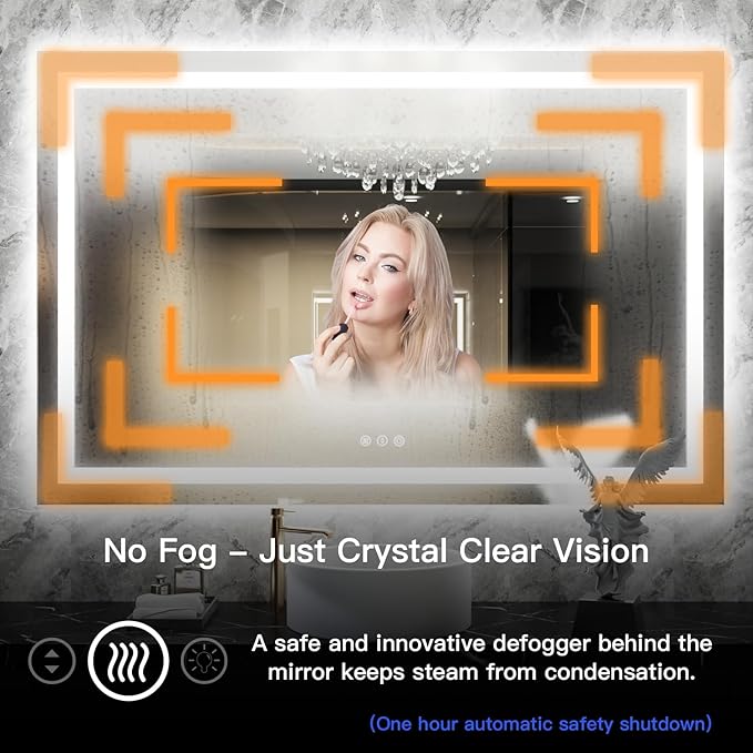 ISKM 72'' x 32'' LED Mirror for Bathroom Lighted Vanity Mirror for Wall Front Lights + Backlit LED Bathroom Mirror Anti-Fog Tempered Glass ETL Listed