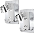 2PCS Shower Head Holder,Strong Adhesive Shower Holder,Adjustable Shower Wand Holder with 2 Hanger Hooks,Handheld Shower Head Wall Mount Bracket,Shower Holder Adapter For Bathing,Bathroom,No Drill Need