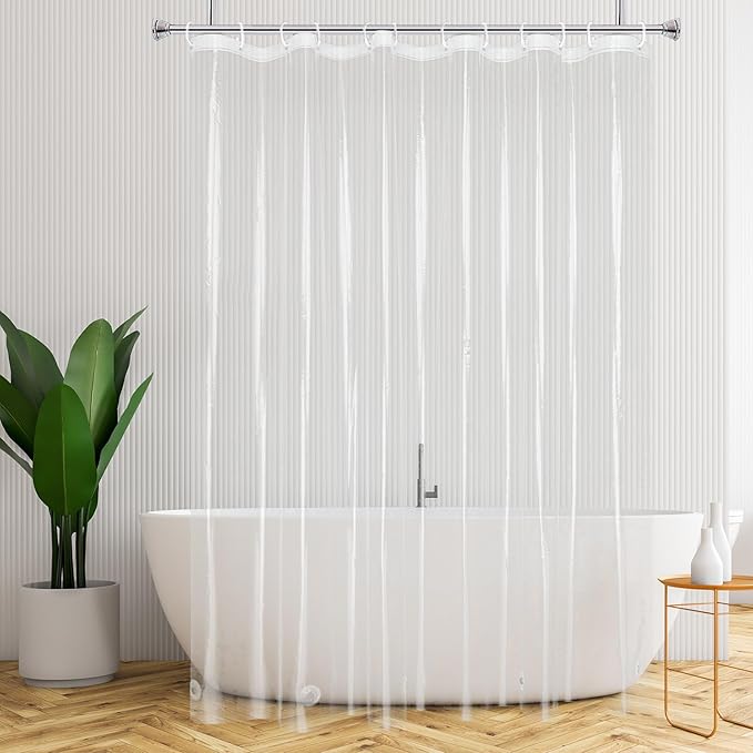 AooHome Long Clear Plastic Shower Curtain Liner, 72x78 Premium Light Weight EVA 4G Plastic Bathroom Shower Liner with Rustproof Metal Grommets and 5 Magnets for Shower Stall, Bathtubs(No Hooks)