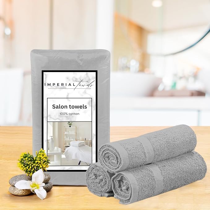 Hand Towels (Pack of 24) Grey Economy Salon Towels - 100% Cotton Spa Towel – 16 x 26 Inches Highly Absorbable, Facial Gym Towel, Hair Towels Face Towel Bulk