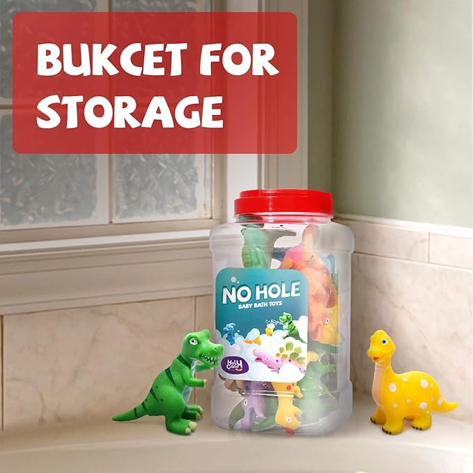 Hely Cancy Dinosaur Bath Toys for Toddler, No Hole Baby Bathtub Shower Water Pool Toys