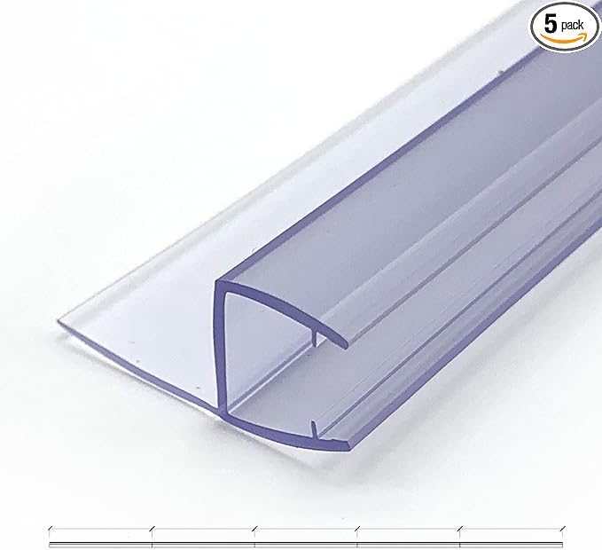 Side Seal Strip for Shower Door Sweep Stop Shower Leaking, 5-Pack*15.7inch Frameless Glass Seal Strip for 3/8″ Glass,Total Length 78.75″, 5 Section Segmented Installation(15.7inch*5)
