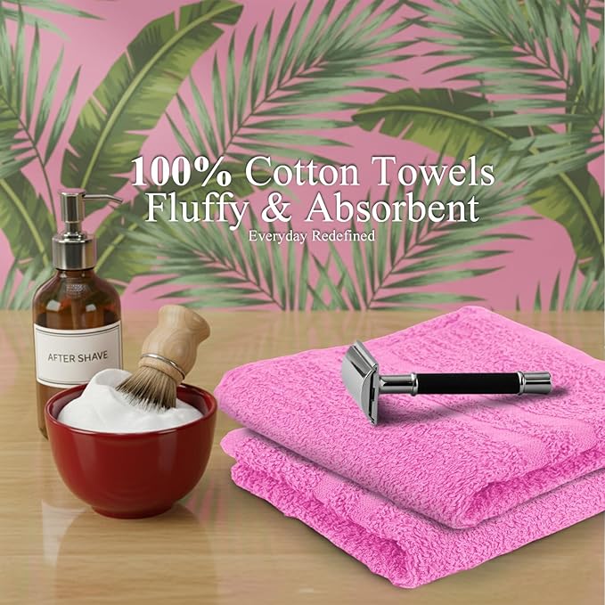 Hand Towels (Pack of 40) Pink Economy Towels Salon Towels - 100% Cotton Spa Towel – 16 x 27 Inches Highly Absorbable, Facial, Gym, Hair, Face Towels Bulk