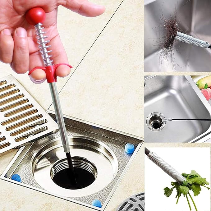 Drain Snake 61 Inch Flexible Claw Grabber Tool with 4 Claws Bendable Hose - Flexible Grabber Claw Pick Up Reacher Tool for Clogged Drains Opener Cleaning