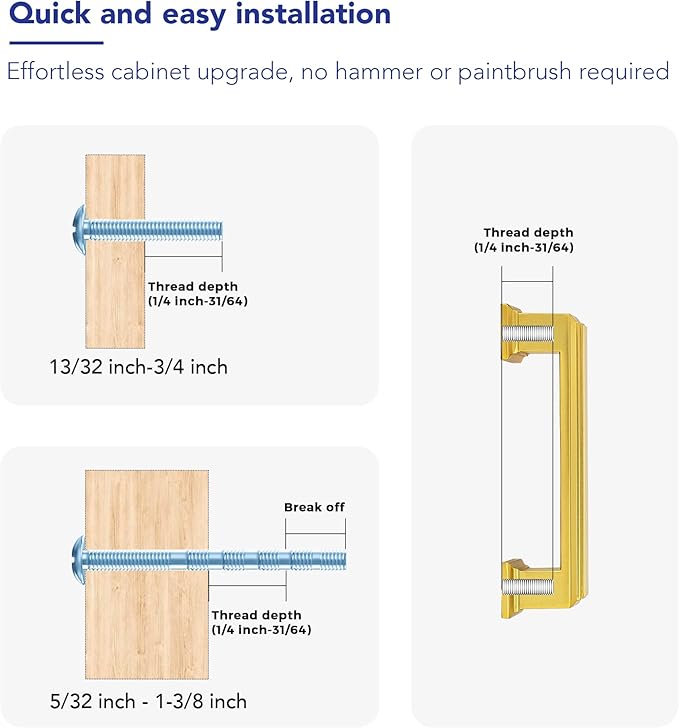 Ravinte Hardware 10 Pack Brushed Brass Cabinet Pulls, 3 Inch (76mm) Hole Center Zinc Alloy Drawer Handles for Kitchen Cabinets, Cupboards, Dressers, Square Solid Metal Hardware