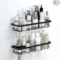 Shower Caddy Organizer with Hooks,Self Adhesive Bathroom Shelves,No Drilling Bathroom Organizers and Storage,Perfect for RV, Apartment, Home Decor,2 Pack Black
