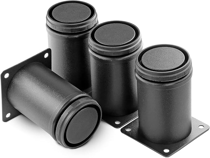 3 Inch Metal Furniture Legs Stainless Steel Adjustable Legs Black Metal Legs Round Cabinet Legs for Coffee Table Cabinet Desk Sofa Shelves, Pack of 4