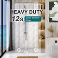 AmazerBath Heavy Duty Stall Shower Curtain Liner 12 Gauge, 36 x 72 Inches Clear Weighted Plastic Shower Liner with 2 Weighted Stones and 6 Rustproof Metal Grommet