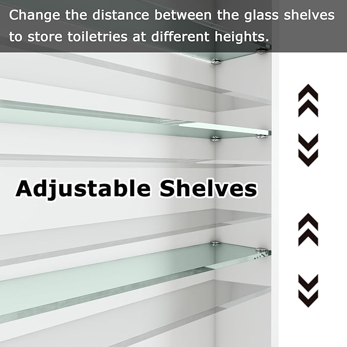 FKWin Arched Sliver Bathroom Medicine Cabinet with Mirror, Left or Right Opening, Bathroom Vanity Mirrors with Storage, Surface Mount Medicine Cabinet not Recessed, Silver, 16x32 inch
