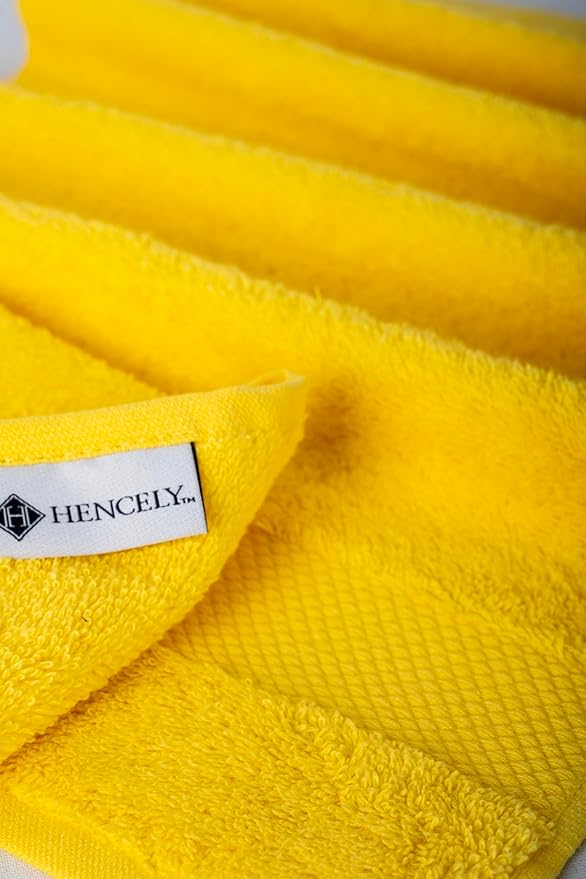 Hencely 18-Piece Bath Towel Set - High Absorbency, Quick Drying - 100% Soft Turkish Cotton - 6 Bath Towels, 6 Hand Towels, 6 Washcloths - for Bathroom, Home, Hotel, Spa, and Gym - 18-Pack Yellow