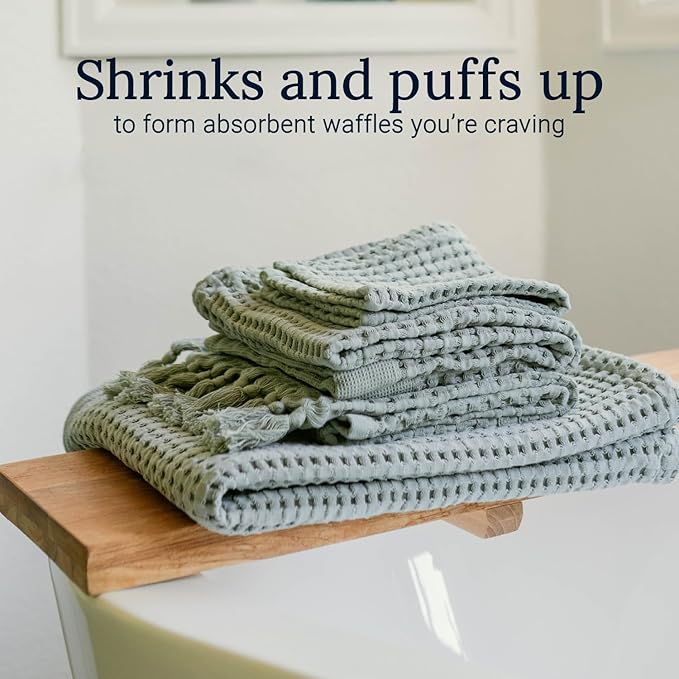 GILDEN TREE Waffle Bath Sheet Quick Dry Towel, Thin Luxury Bath Towels, Bath Sheets 40x80 Large Bath Towels, Modern Style (Sage Grey)
