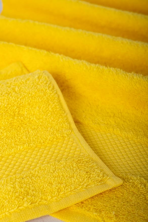 Hencely 18-Piece Bath Towel Set - High Absorbency, Quick Drying - 100% Soft Turkish Cotton - 6 Bath Towels, 6 Hand Towels, 6 Washcloths - for Bathroom, Home, Hotel, Spa, and Gym - 18-Pack Yellow