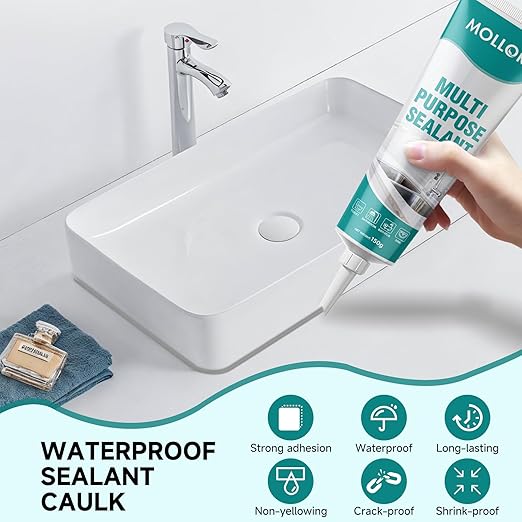 Grey Silicone Caulk for Bathroom & Kitchen,Waterproof Silicone Sealant for Shower, Countertops, Easy to Use with Tool, Stronger Adhesion, Shrink & Crack Proof, Long-Lasting (5.29oz Grey)