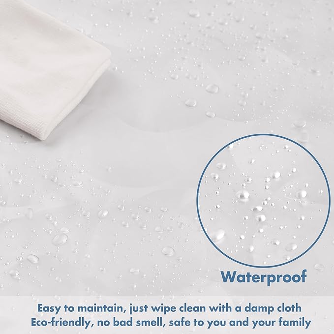 WELTRXE EVA 8G Shower Curtain Liner, 72x72 Inch 3D Clear Bubble Heavy Duty Waterproof Shower Curtain Liner with Magnets Thick Plastic Shower Curtains Weighted Bathroom Shower Liner, 12 Hooks